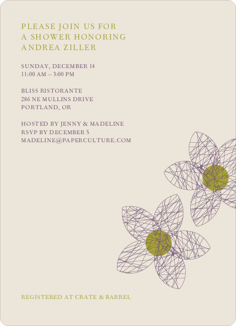 Spriograph Flowers Bridal Shower Invitations - Grape