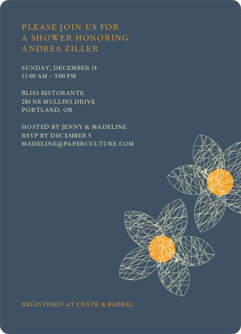 Spriograph Flowers Bridal Shower Invitations - Pale Buttercup