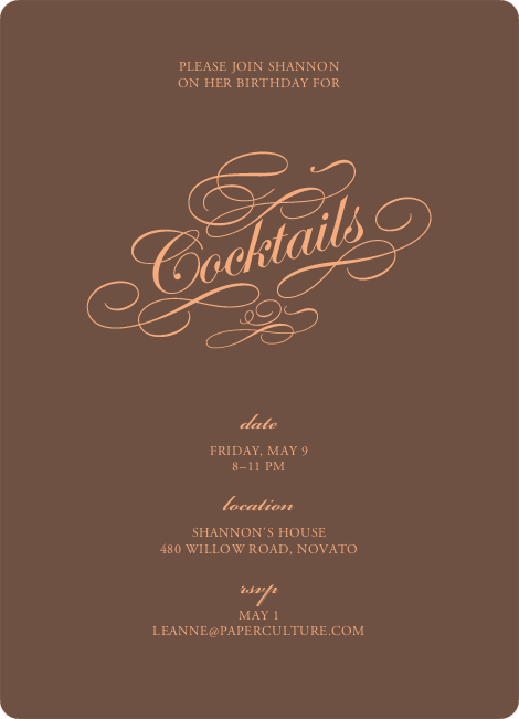 Elegant Yet Modern Cocktail Party Invitation Paper Culture