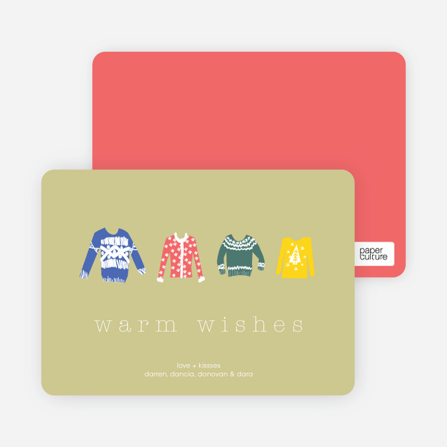 Warm Sweater Wishes Holiday Cards - Light Khaki