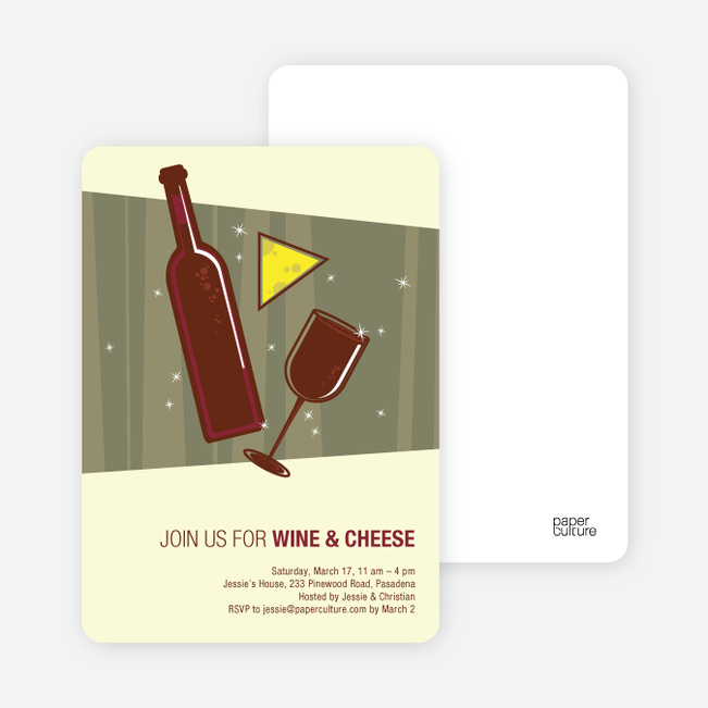 Wine and Cheese Party Invitations - Burgundy