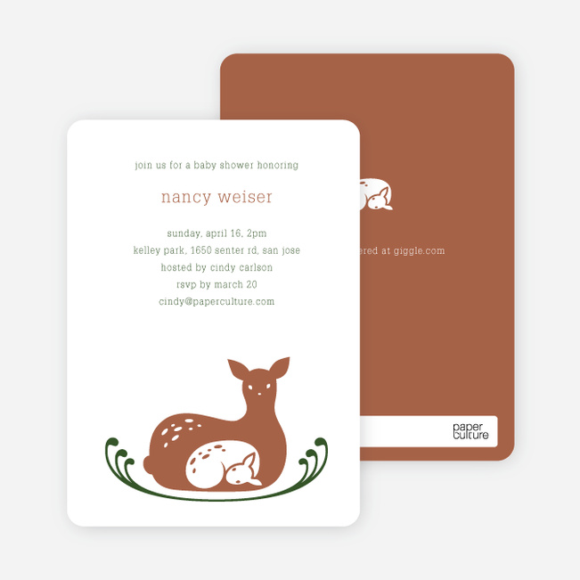 Deer Mom Deer Themed Baby Shower Invitations - Brown