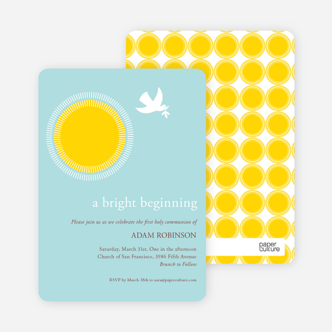 Dove Blessings Holy Communion Invitations - Yellow