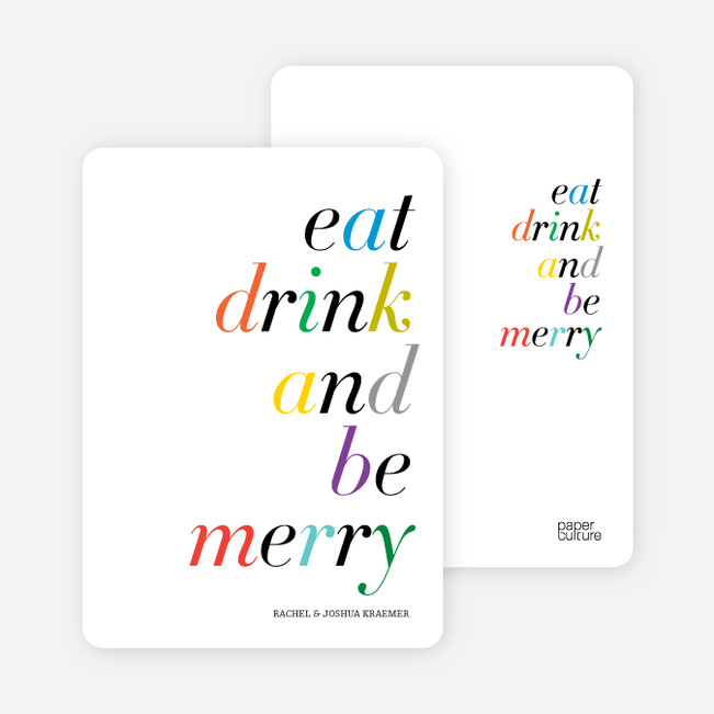 Eat, Drink and Be Merry Holiday Party Invitations - Multi