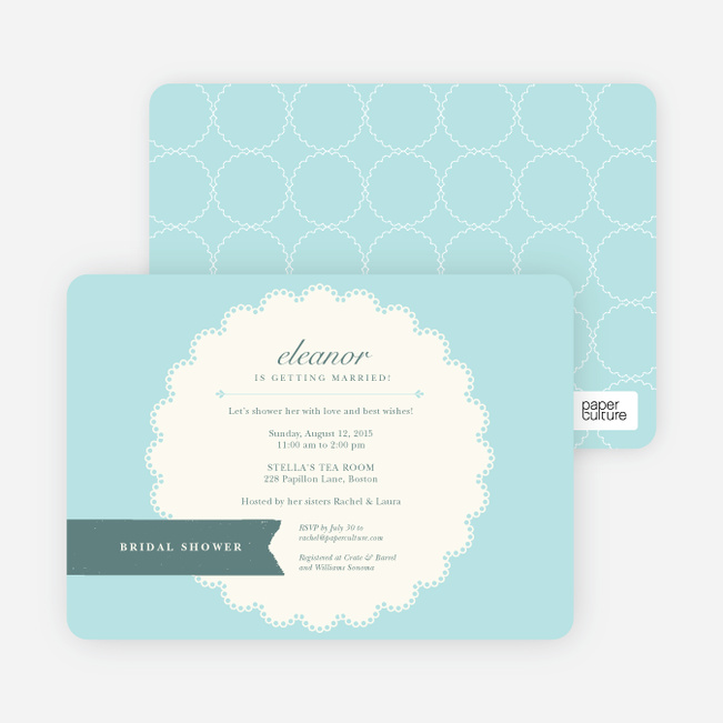 Lace Doily Bridal Sower Invitations - Blue