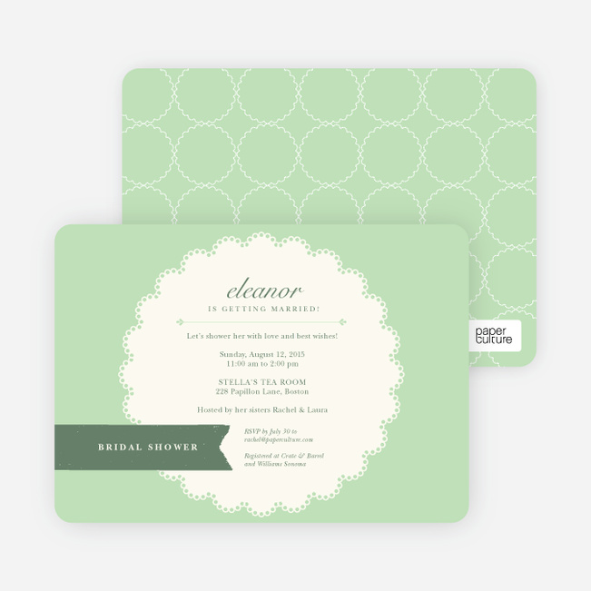 Lace Doily Bridal Sower Invitations - Green