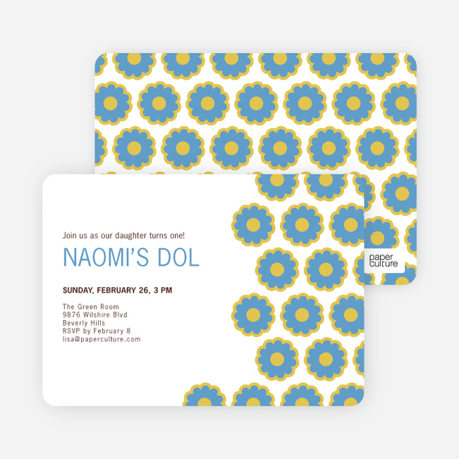 Modern Dol Flowers Invitations - Blue