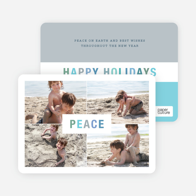 Peace and Happy Holidays Photo Cards - Blue