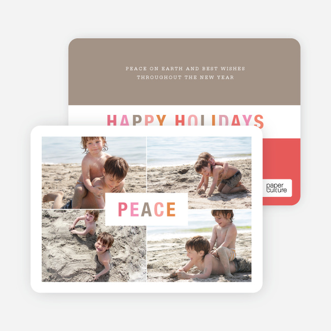 Peace and Happy Holidays Photo Cards - Red