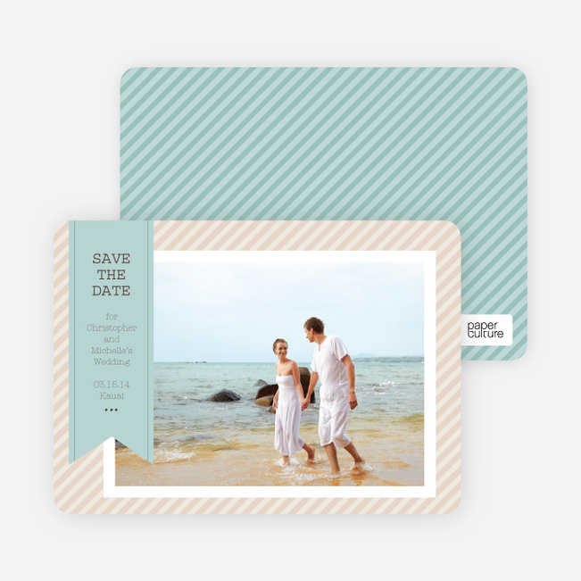 Photo Label Save the Date Cards - Blue