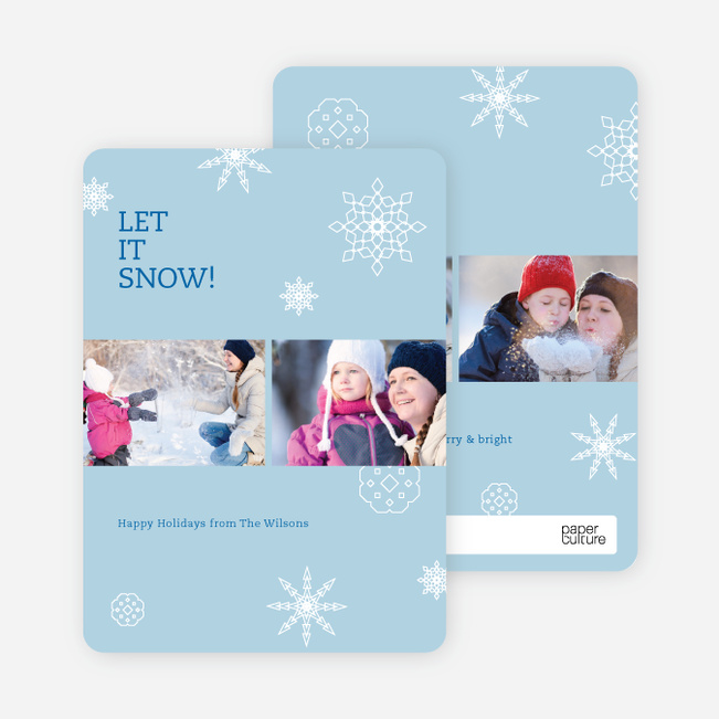 Snowflakes, Snowflakes Holiday Photo Cards - Blue