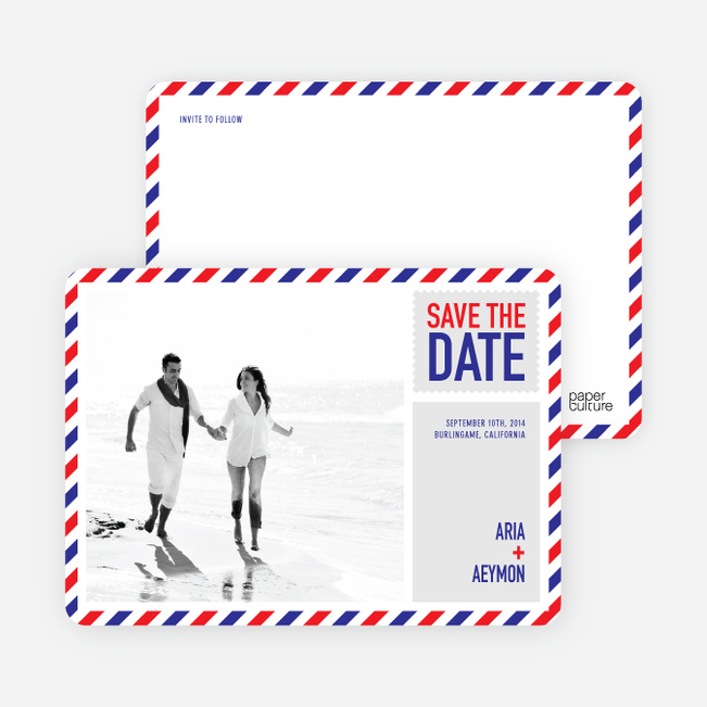Airmail Save the Date Photo Cards - Red Candy