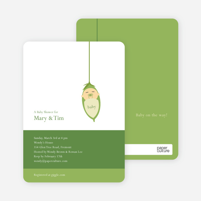 Baby Bud Baby Shower Invitations - Avocado