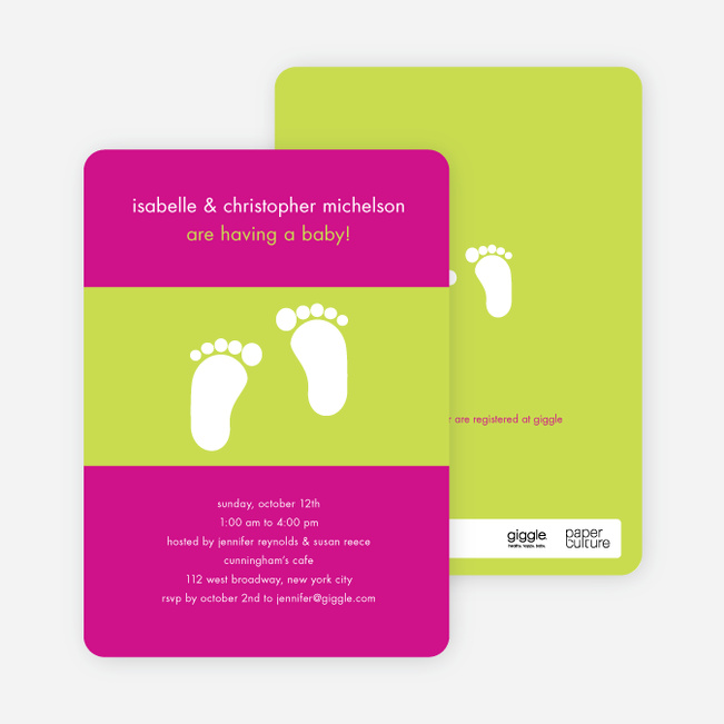 Baby Feet Shower Invitations - Fuchsia