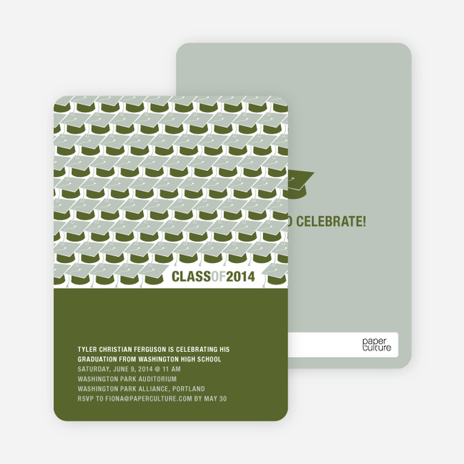 Caps but No Gowns Graduation Invitations - Khaki Green