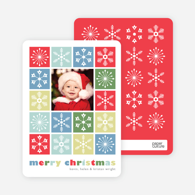 Colored Snowflakes Holiday Photo Cards - Pomegranate
