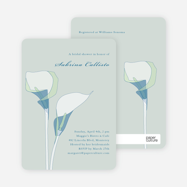 Elegant Flowers Bridal Shower Invitations - Blue Seagrass
