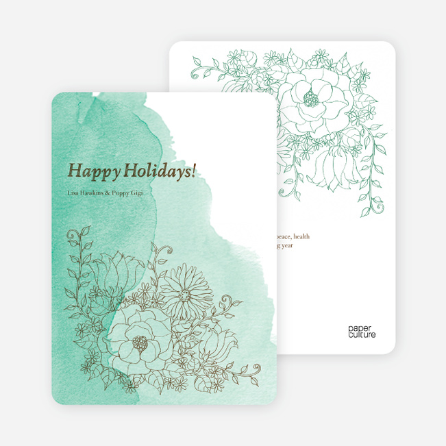 Floral Elegance Holiday Greetings - Mint