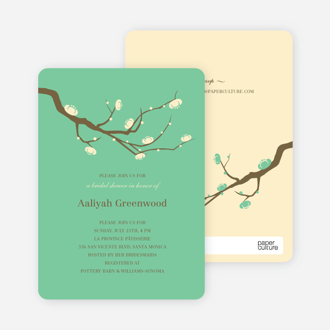 Flower Themed Wedding Shower Invitations - Emerald Green