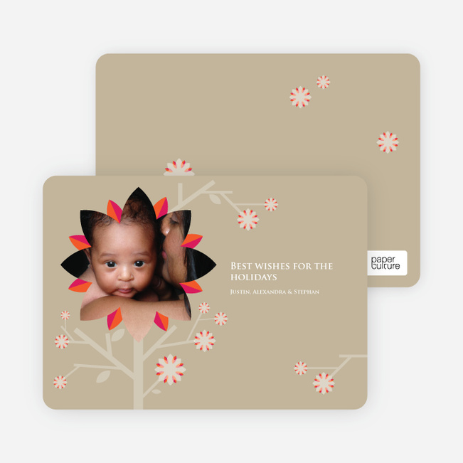 Holiday Cherry Blossom Tree Christmas Cards - Sand