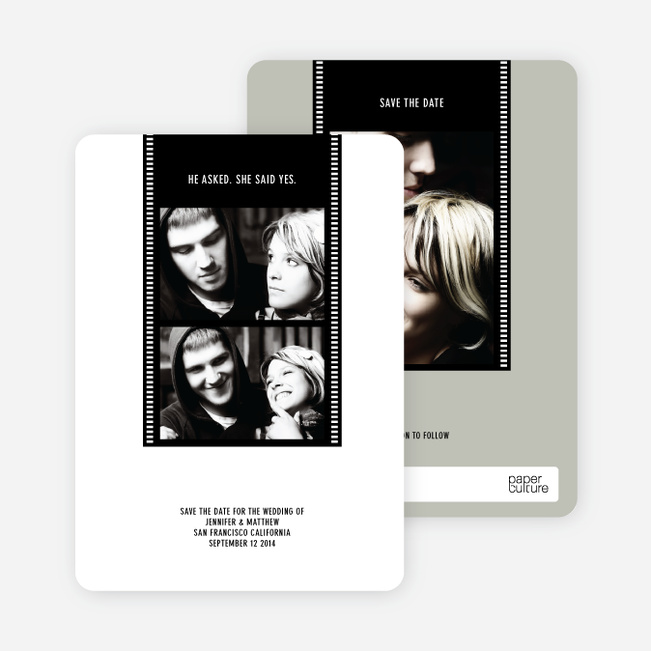 Hollywood Inspired Save the Date Photo Cards - Black