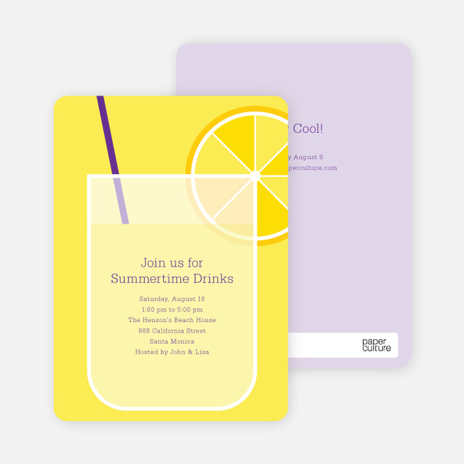 Lemonade Stand Party Invitations - Amethyst