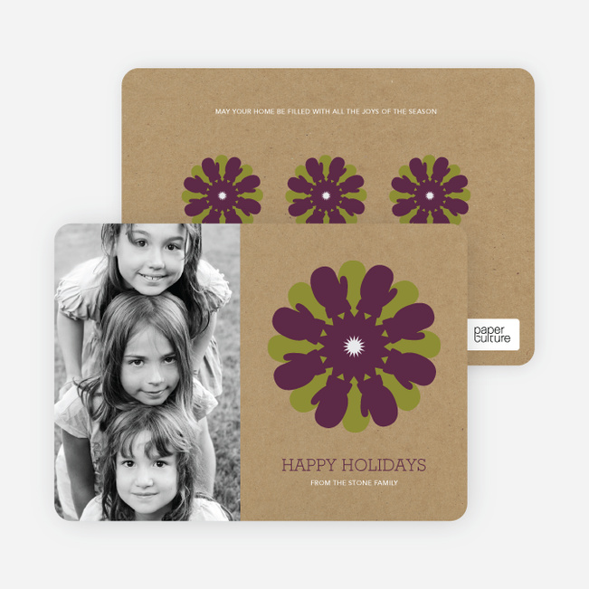 Mitten Snowflake Holiday Photo Card - Grape