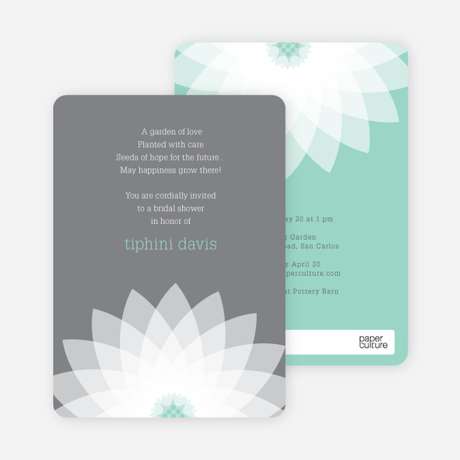 Modern Lily Lotus Bridal Shower Invitations - Blue