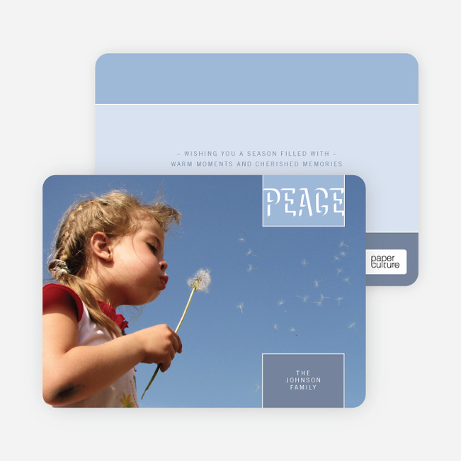 Modern Peace Holiday Photo Cards - Celestial Blue