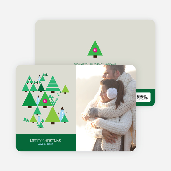 Modern Triangle Christmas Tree Cards - Forest Green