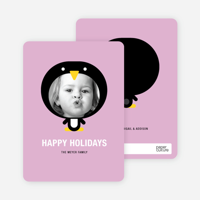 Penguin Face Holiday Cards - Wisteria