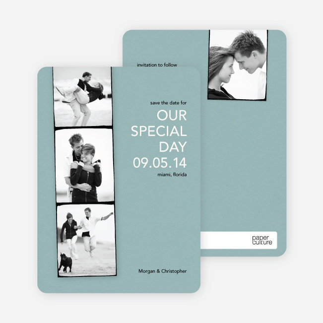 Photo Strip Save the Date Cards - Mystic Blue