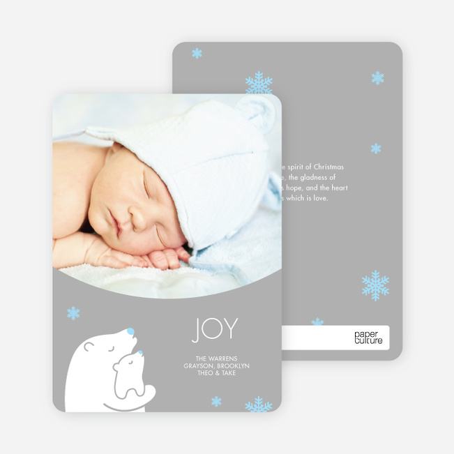 Polar Bear Joy Holiday Photo Cards - White