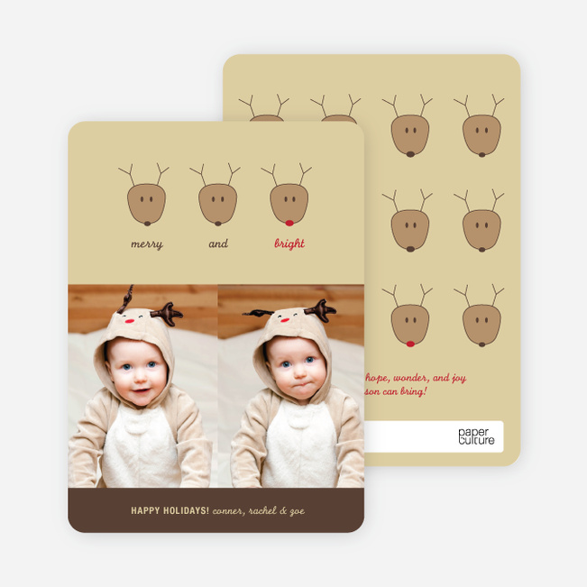 Reindeer Family Holiday Photo Card - Espresso