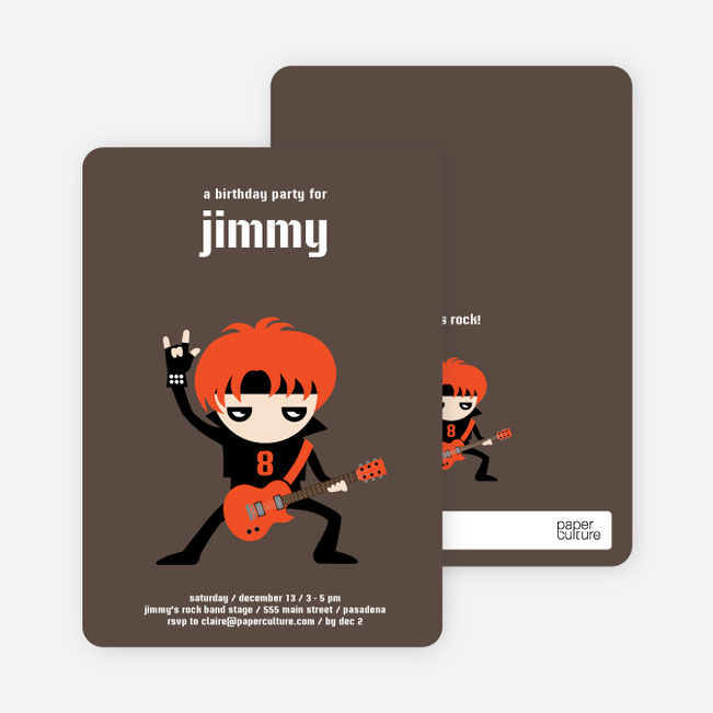 Rock Band Party Invitations - Red Rocker