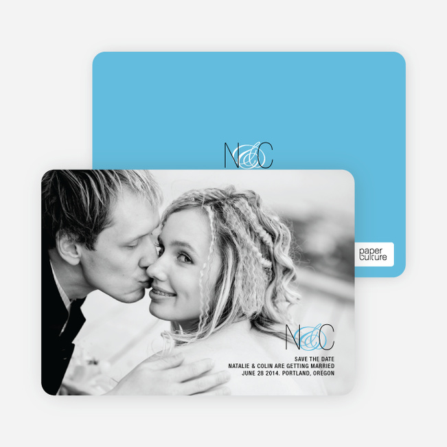 Save the Date Cards Featuring a Modern Ampersand Design - Cornflower Blue