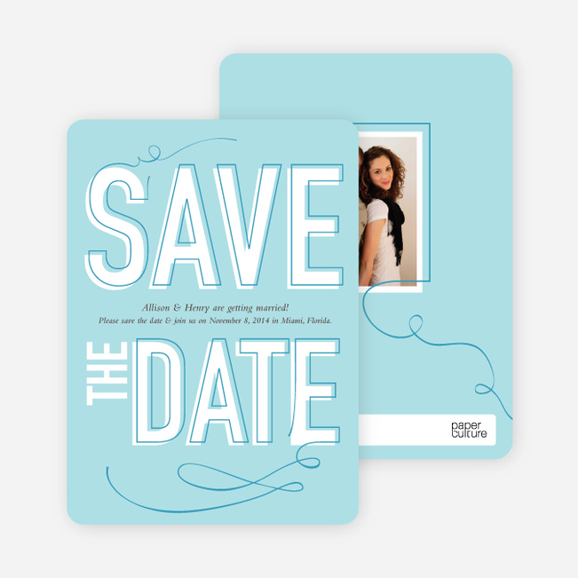 Save the Date Typography Union - Aqua Duck