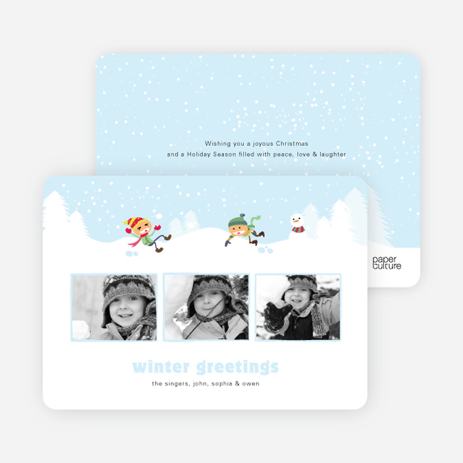 Snoball Fight Holiday Photo Card - Arctic Blue