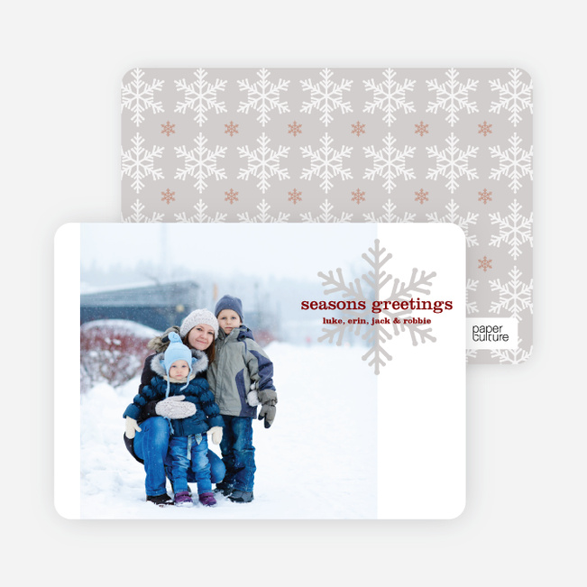 Snowflake Greetings Holiday Photo Cards - Sangria