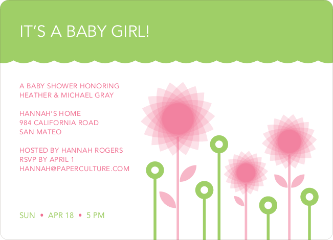 flower themed baby shower invitations