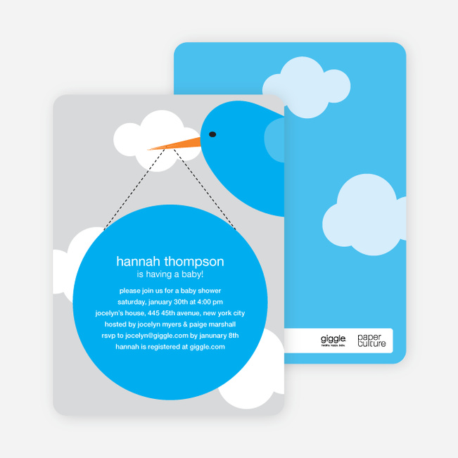 Stork Baby Shower Invitations - Light Gray