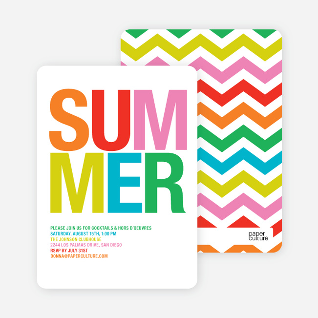 Ultra Modern Summer Party Invitations - Scarlet