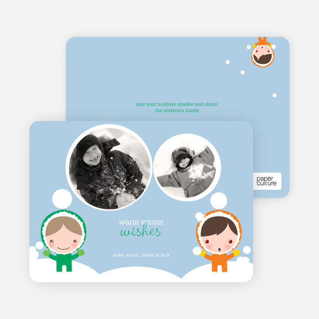 Winter Eskimos Holiday Photo Cards - Emerald Green