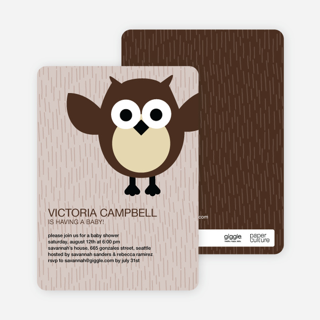 Wise Owl Baby Shower Invitations - Brown