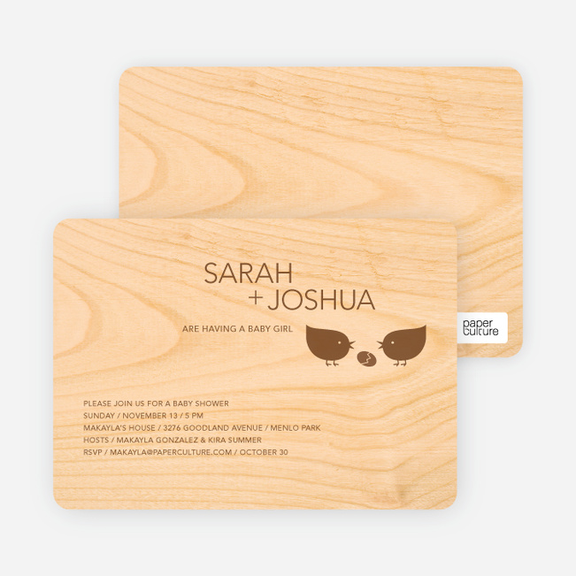 Wood Block Baby Shower Invitations - Chocolate