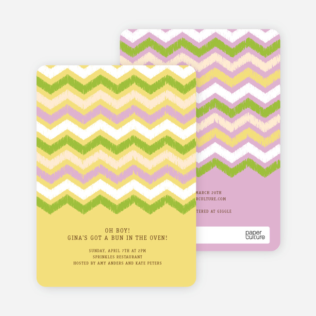 Zig Zag Pinterest Tag Baby Shower Invitations - Yellow