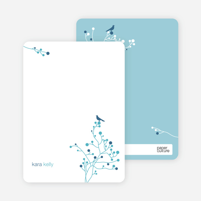 Bird Branch Personalized Stationery - Blueberry