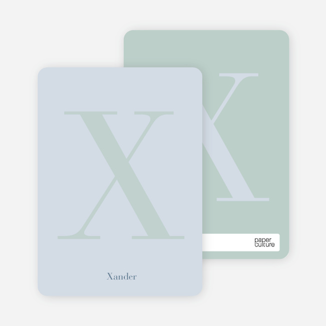 Distinct Letters Personalized Note Cards - Powder Blue
