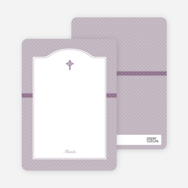 Note Cards: ‘Truly Traditional Baptism Invitation’ cards. - Purple