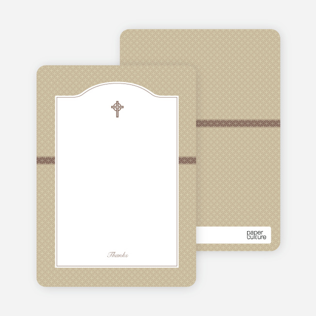 Note Cards: ‘Truly Traditional Baptism Invitation’ cards. - Beige